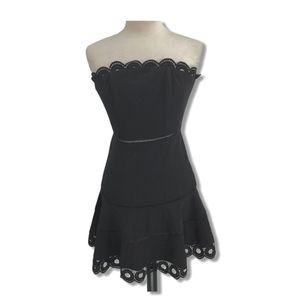 Saints + Secrets Black Eyelet Strapless Mini Dress